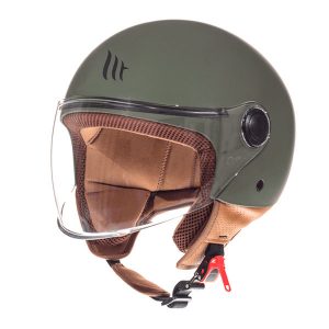 MT Street Green Jet Helmet Matt