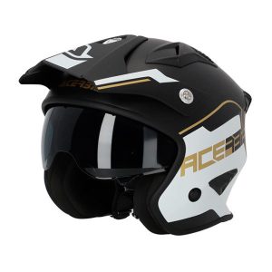 Acerbis Aria open face helmet in black and gold with a matte finish