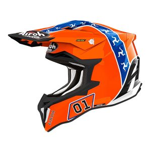 Motocross Helmet Shine Orange Airoh Strycker Hazzard